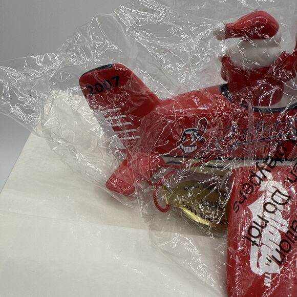 Danbury Mint 2007 Christmas Ornament Santa in a Victory Plane Chief Wahoo - Picture 3 of 8